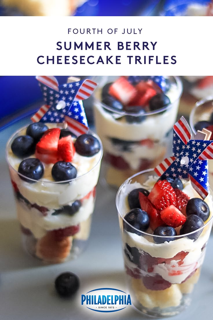 fourth of july summer berry cheesecake trifles