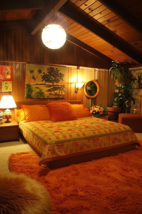 a bed room with a neatly made bed and two lamps on either side of the bed