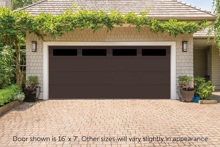 an image of a garage with the words door show is 16x7 other sizes will vary in appearance