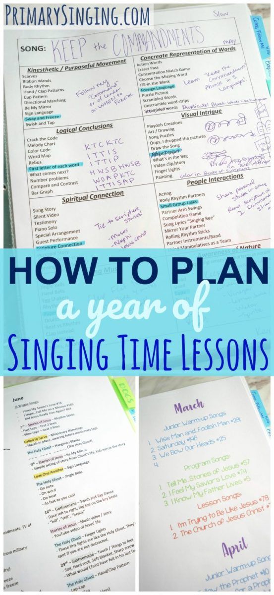 how to plan a year of singing time lessons for primary and secondary school students with free printables