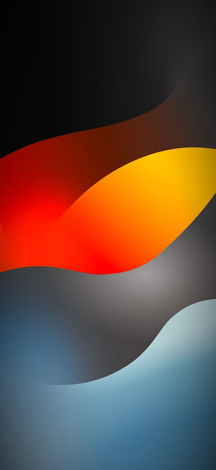 an abstract painting with orange and yellow colors in the dark, on a black background