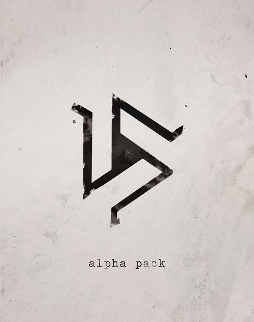 a black and white photo with the word alpha peck on it