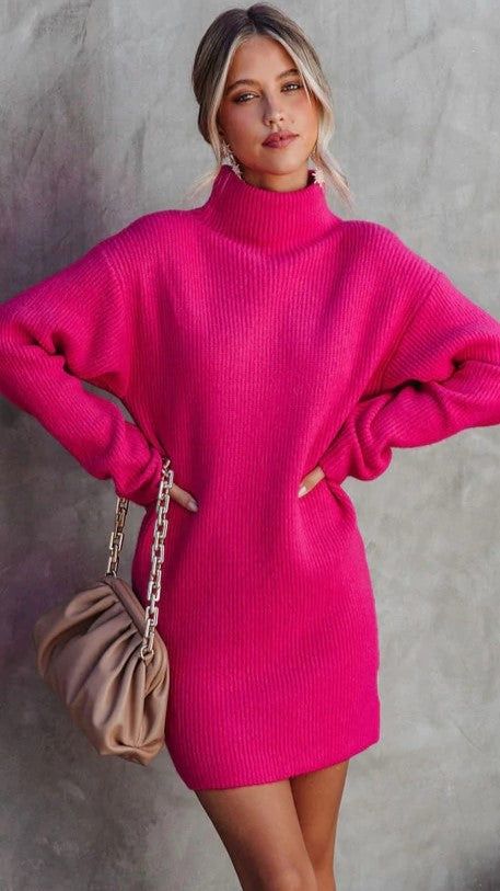 Details: Slim fit Sweater dress Long sleeves Free Shipping! Size Chart： Size Length Bust inch cm inch cm S 28.3 72 33 84 M 28.7 73 34.6 88 L 29.1 74 36.2 92 XL 29.5 75 37.8 96 Hot Pink Sweatshirt, Sweater Dress Long, Blazer Outfits Casual, Mini Dress Hot, Slim Fit Sweater, Long Sweater Dress, Dress Long Sleeves, Ribbed Knit Sweater, Knit Sweater Dress