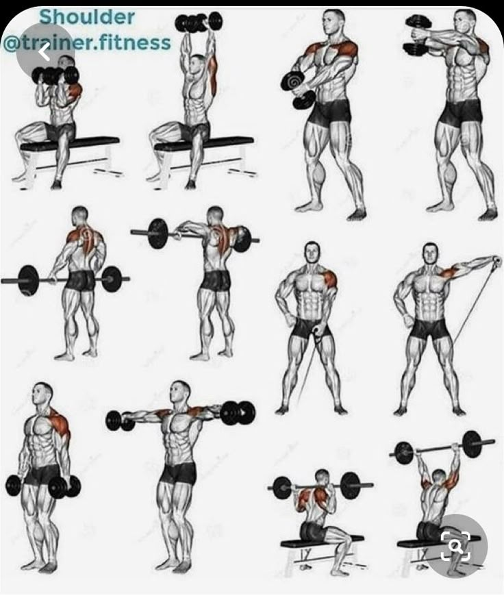 an image of a man doing exercises with dumbbells and barbell squats