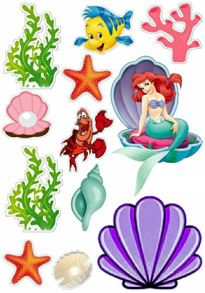 the little mermaid stickers are all different shapes and sizes, but one is not in color