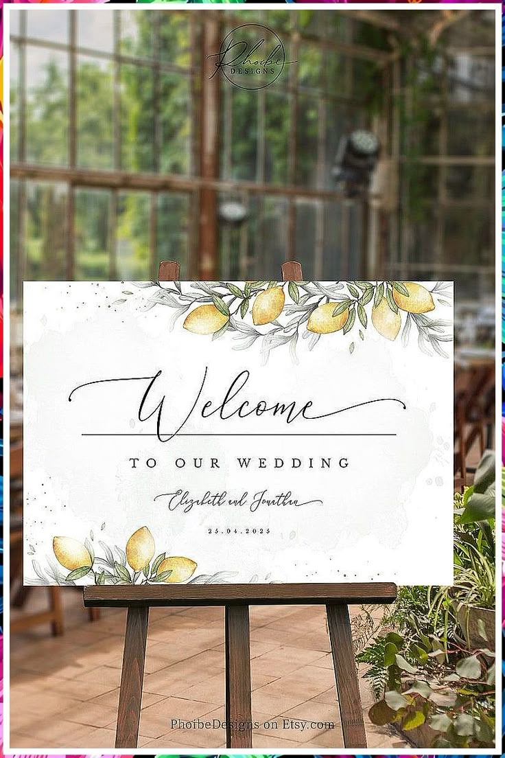 Wedding Welcome Table - Lack of Time? Stop searching and buy them from Amazon.com - Visit NOW!! Welcome Wedding Board, Lemon Printable, Lemon Themed Wedding, Wedding Welcome Table, Lemon Wedding, Lemon Wedding Invitations, Citrus Wedding, Mediterranean Wedding, Bridal Invitations