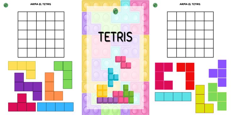 the tetris game is shown in three different colors