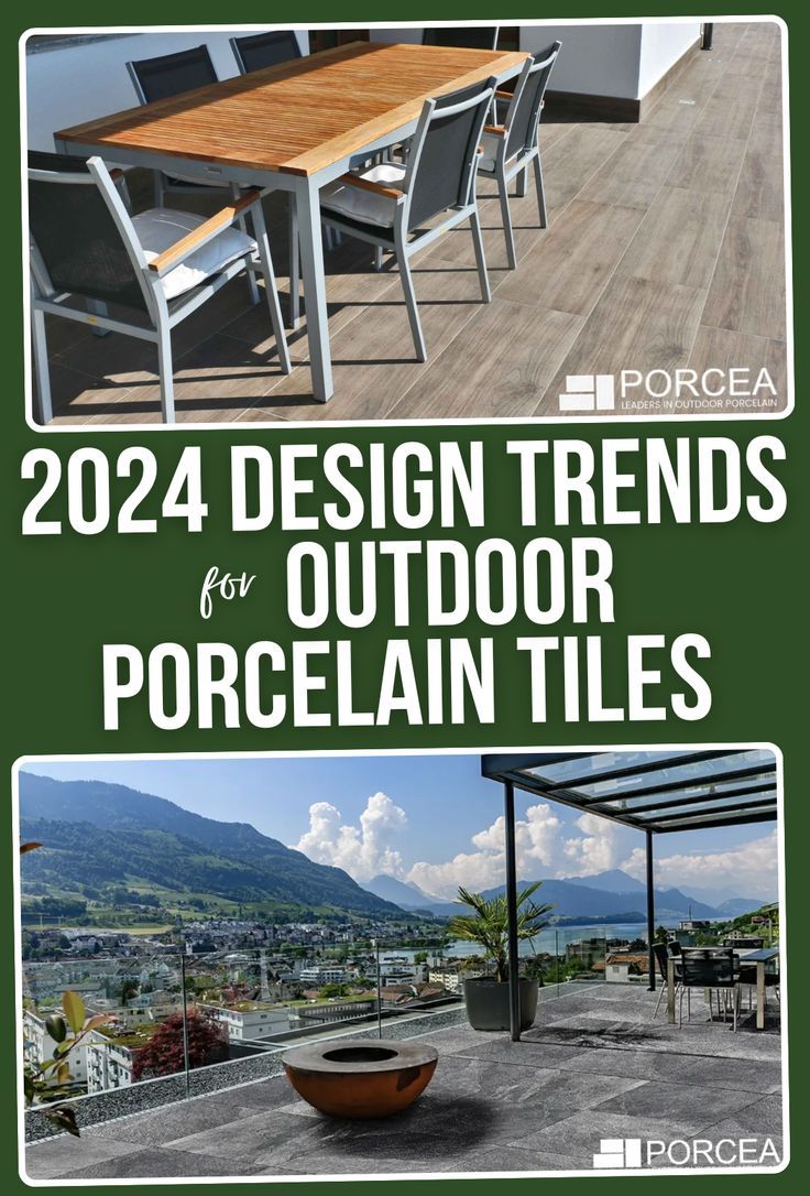 Exploring 2024 Design Trends for Outdoor Porcelain Tiles	2024 Design Trends for Outdoor Porcelain Tiles Outdoor Tile Patio, Inexpensive Landscaping, 2024 Design Trends, Outside Steps, Pool Surrounds, Innovative Design Ideas, Patio Edging, Outdoor Porcelain Tile, Patio Steps