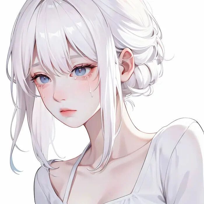 Girl With White Hair, Anime Hair, Digital Art Anime, Sketch Drawing, Art Icon, Digital Art Girl, Anime Couples Drawings, How To Draw Hair, Cute Anime Pics