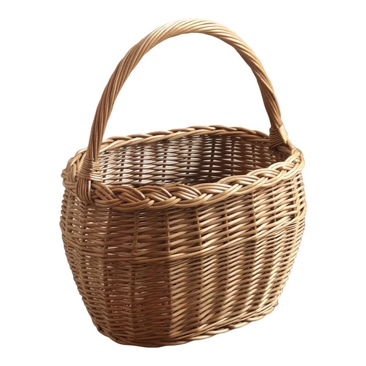 an empty wicker basket on a white background