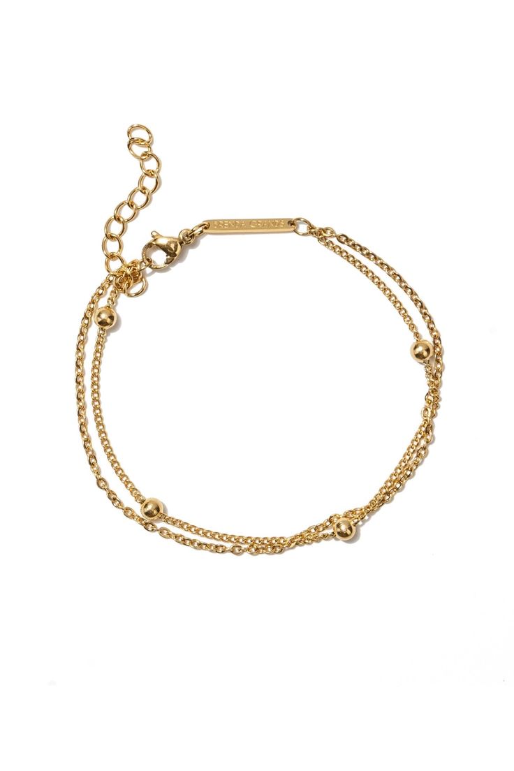 Our Double Bracelet, a stylish and versatile accessory that adds a touch of contemporary elegance to your wrist. The design features two chains gracefully connected, creating a unique and eye-catching design. Crafted with meticulous attention to detail, it is adorned with intricate beads that enhance its beauty. Waterproof💧💧💧 Stainless Steel 18K Gold Handmade Hypoallergenic Nickel Free Size: Length: 6" + 1.5" Extender Closure: Lobster Clasp *Two Bracelets in One Double Bracelet, Double Chain Bracelet, Double Chain, Love Bracelets, Chain Bracelet, Lobster Clasp, Free Size, Design Features, 18k Gold