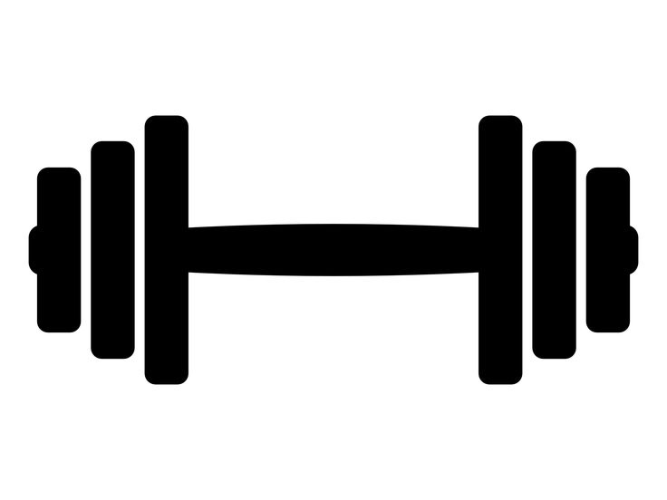 a black and white silhouette of two dumbbells