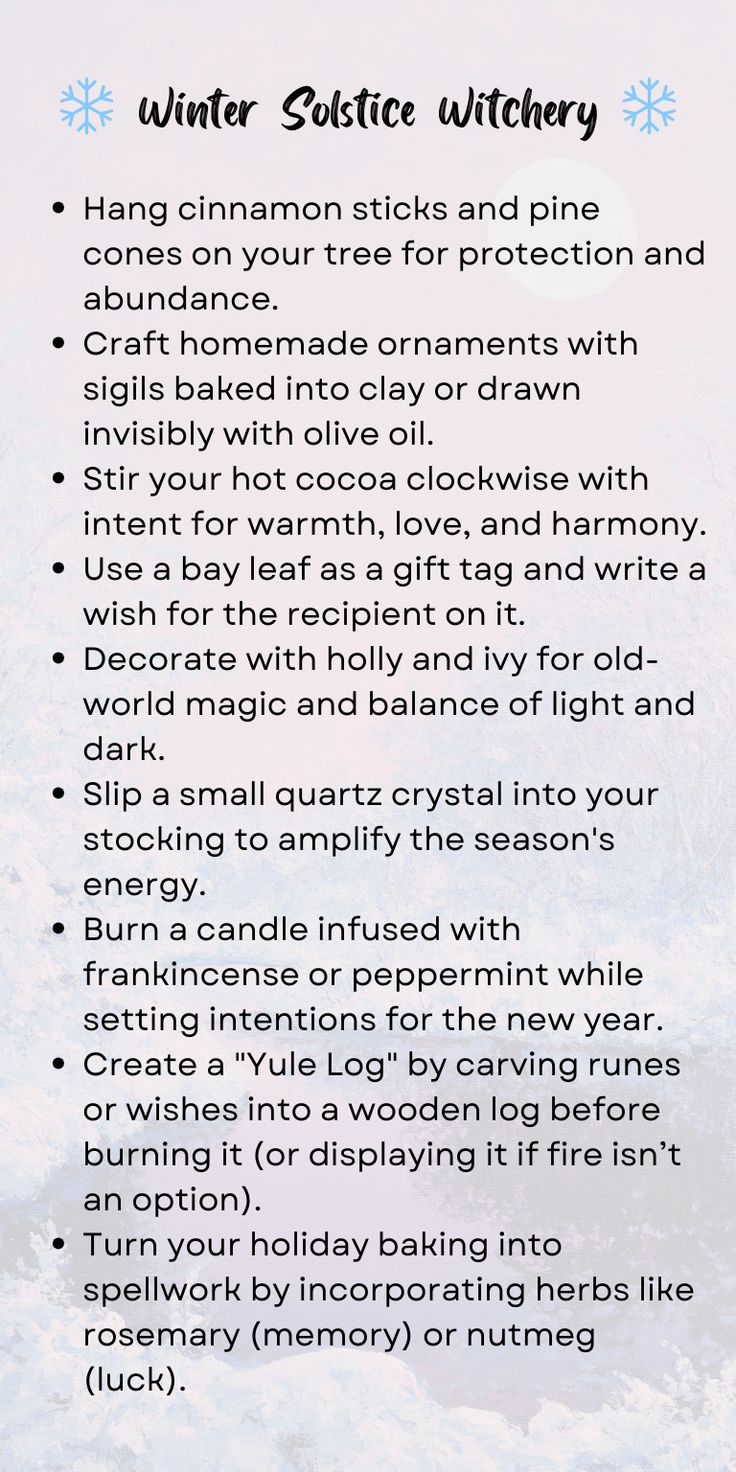 Celebrate Winter Solstice with rituals for love, harmony, and balance. Decorate with holly, stir cocoa with intent, and create sigil-infused ornaments for Yule magic. Perfect for Eclectic Witchcraft, these tips honor pagan traditions, the Wheel of the Year, and seasonal spirituality. Whether beginner or advanced, dive into Yule Aesthetic and solstice spells to transform your celebrations into sacred rituals! Solstice Spells, Yule Aesthetic, Celebrate Winter Solstice, Witchy Recipes, Winter Solstice Rituals, Yule Traditions, Magic Ideas, Pagan Traditions, Eclectic Witchcraft