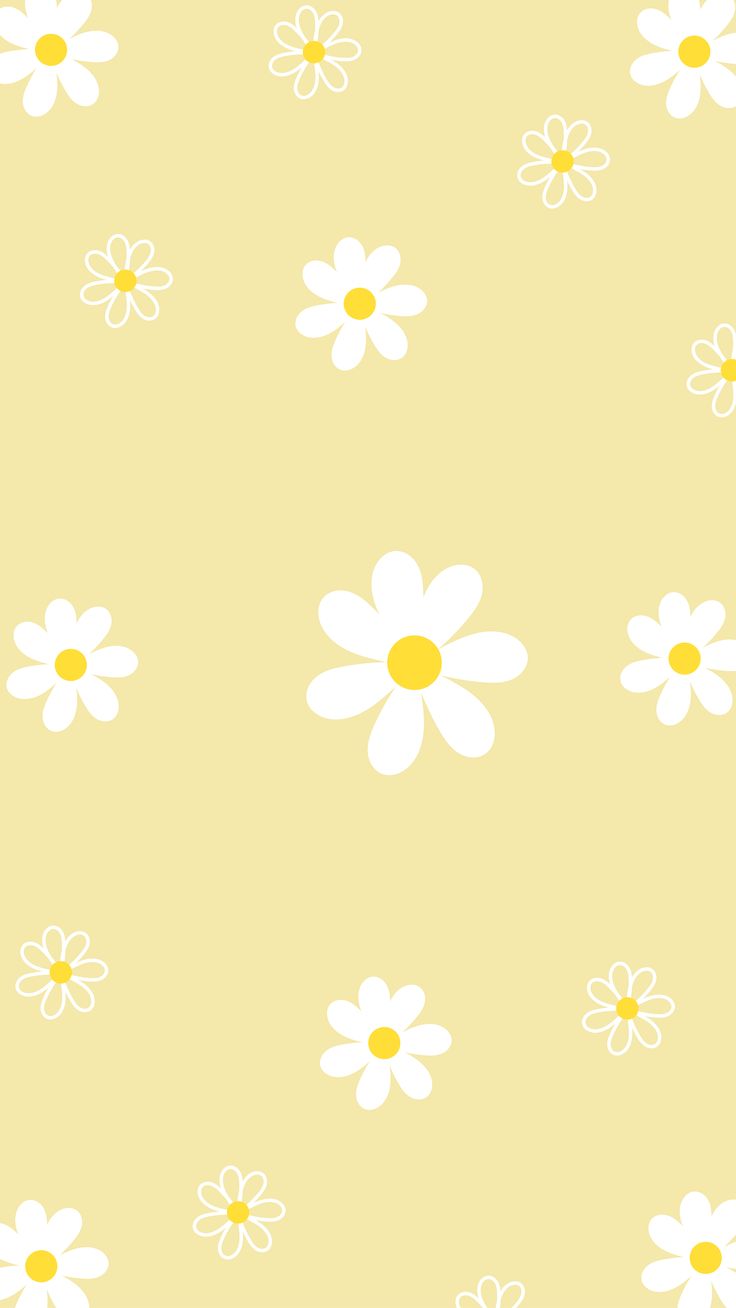 a yellow background with white flowers on it