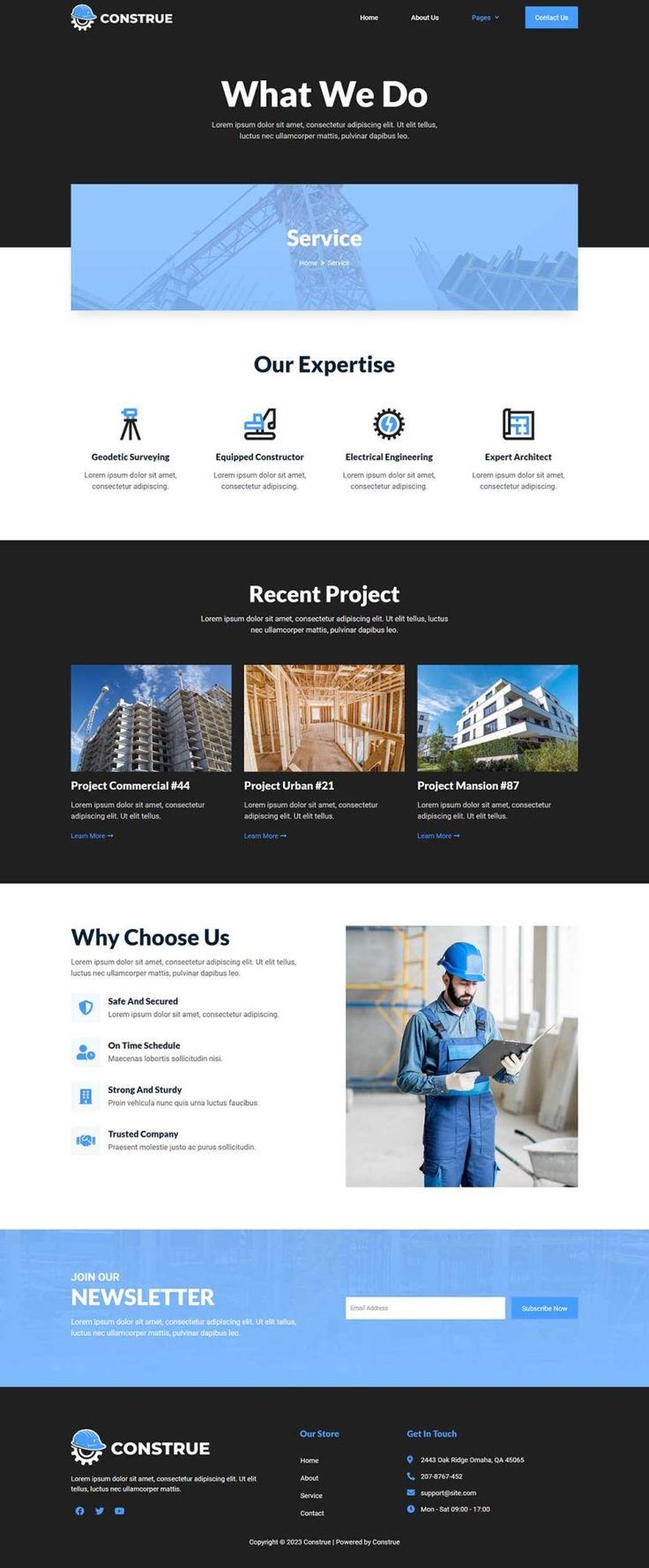 Construe - Construction Company Elementor Template Kit About Us Page Design, Engineering Companies, Construction Companies, Gui Design, Creative Wedding Invitations, Ad Template, Commercial Construction, Webpage Design, Responsive Website Template