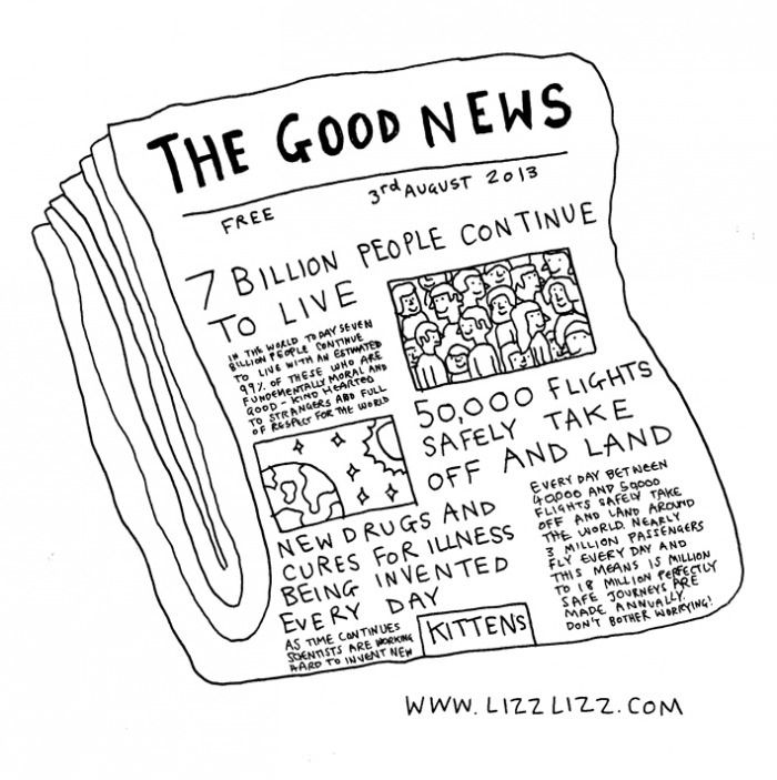 a newspaper with the words the good news on it