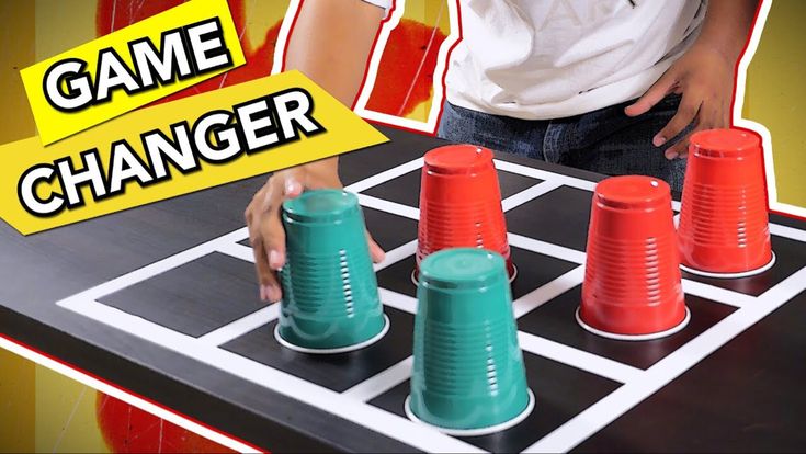 an image of a game changer set up with plastic cups and cones on it