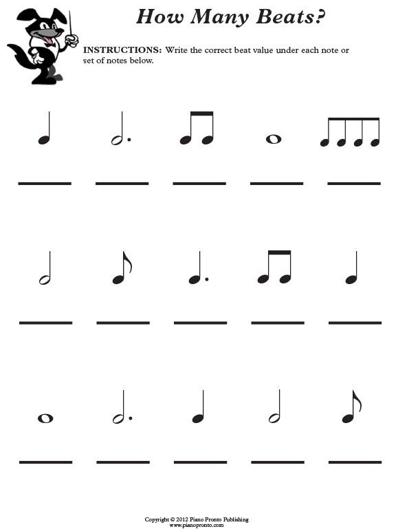 the worksheet for how many beats? with music notes and musical notations