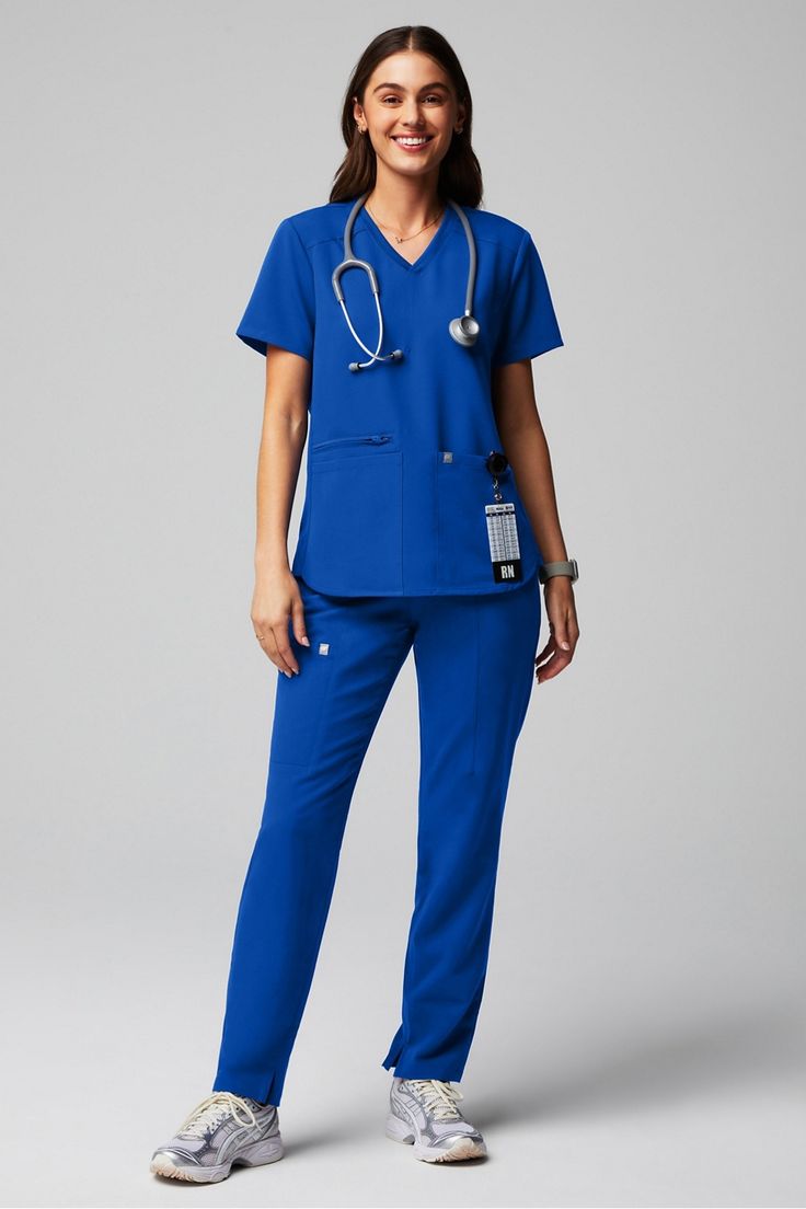 Mode 4-Pocket Top + Ion Pant Fabletics female Activewear >> Scrubs >> Kits >> Product Feed regular Fabletics Scrubs, Nurse Practitioner Outfits, Nurse Outfit Scrubs, Play Script, Medical Scrubs Outfit, Female Activewear, Scrubs Outfit, Nursing Fashion, Blue Hibiscus