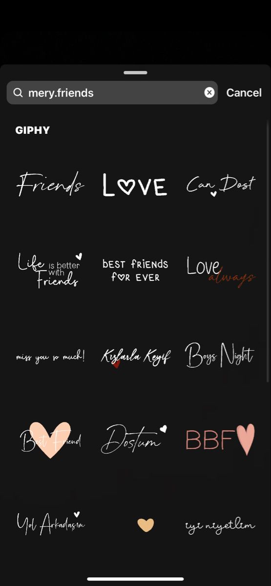 an iphone screen with the words love and friends on it