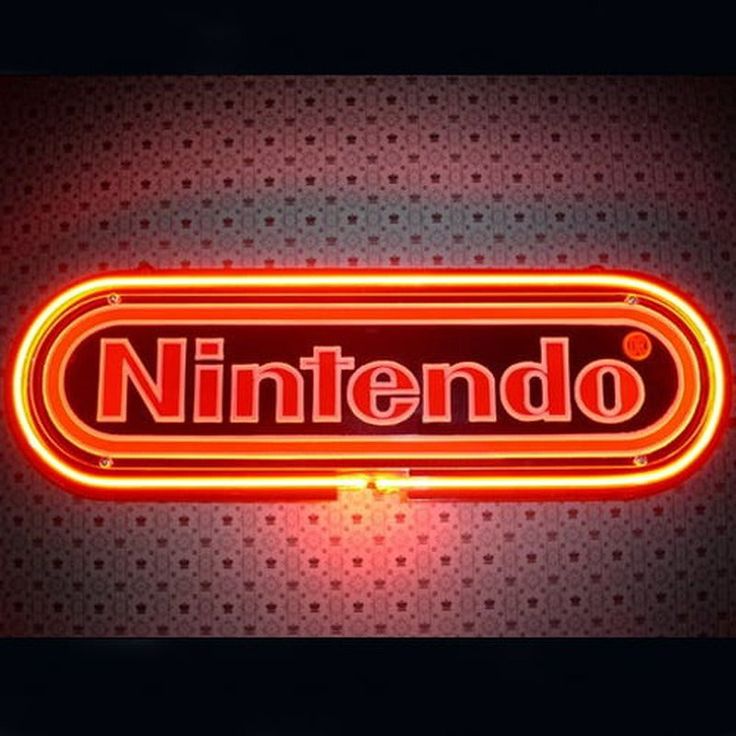 the nintendo logo is lit up in red