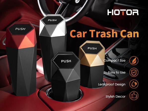 the car trash can is designed to look like it has three different colors and shapes