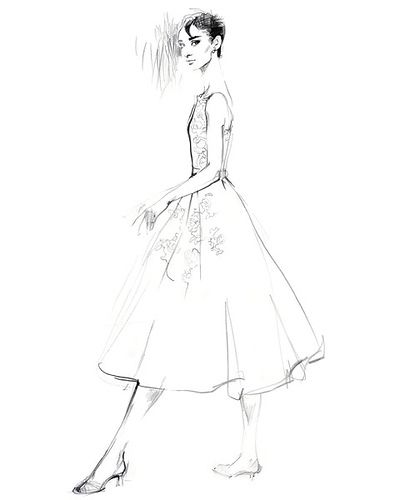 a drawing of a woman in a dress