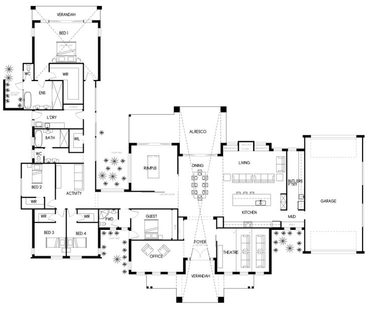 the floor plan for this house shows all the different rooms and areas that are connected to each other