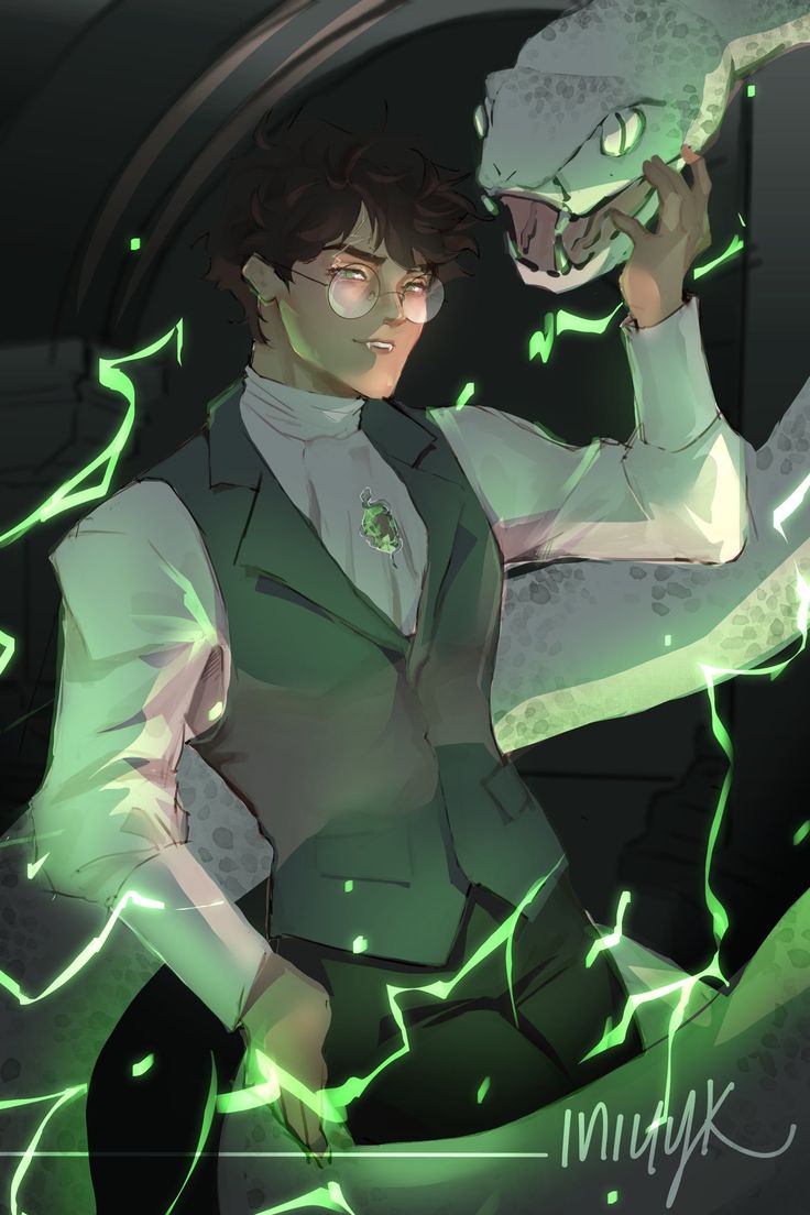 an anime character holding a green light in his hand