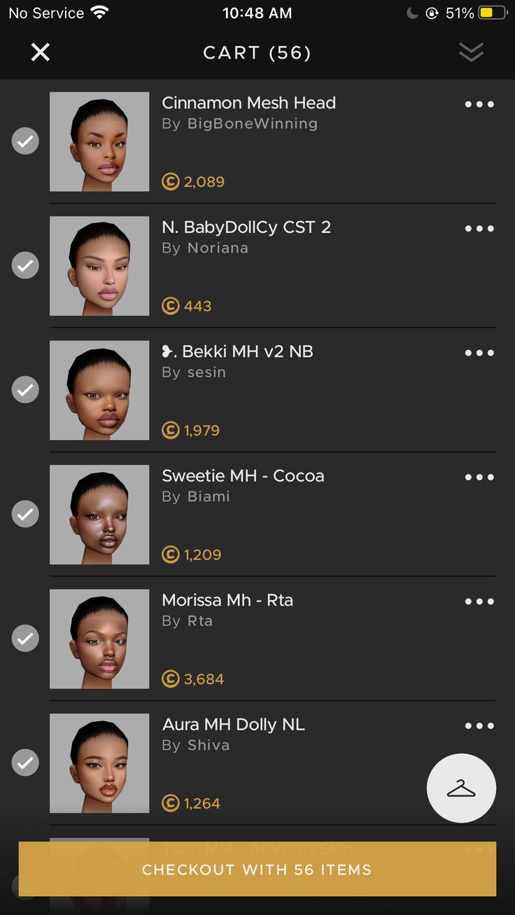 an iphone screen showing the face and hair styles for different types of facials, including eyebrows