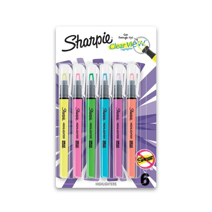 four different colors of sharpie pens in the package, each with an eraser