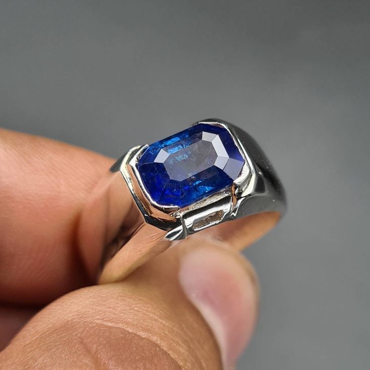 Sapphire band Men and Women unisex sapphire band in pure 925 Sterling silver Sapphire stone is premium in quality with Royal blue colour Stone cut is Cushion High quality natural sapphire premium Silver Ring size 8 US Resize able Certified from an authentic lab Royal Blue sapphire 925 Silver Contact me in case of any question about the item Thanks Sapphire Ring For Men, Mens Sapphire Ring, Sleek Jewelry, Ceylon Sapphire Ring, Cool Rings For Men, Ceylon Sri Lanka, Sapphire Stones, Oxidized Silver Rings, Yellow Sapphire Rings