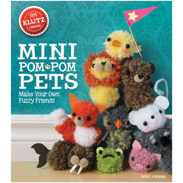 the book is titled mini pom pom pets make your own fuzzy friends