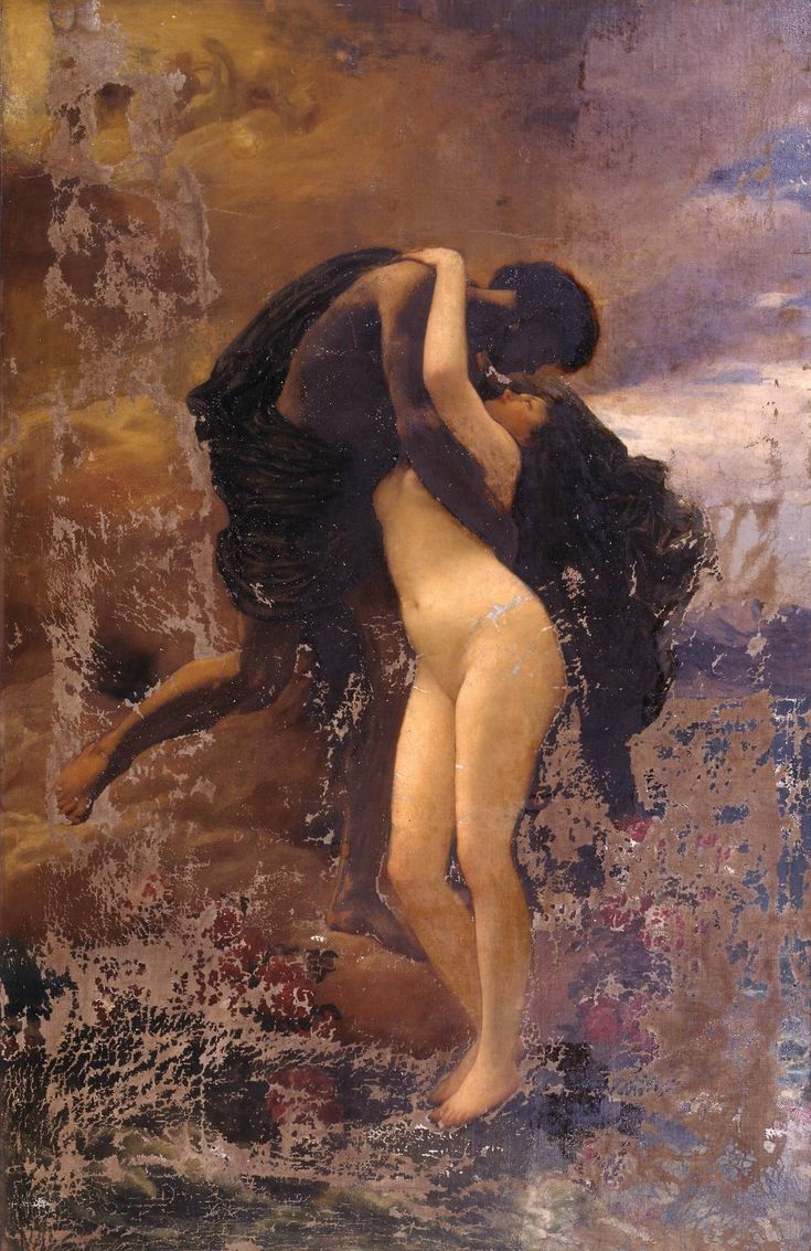 a painting of two women embracing each other