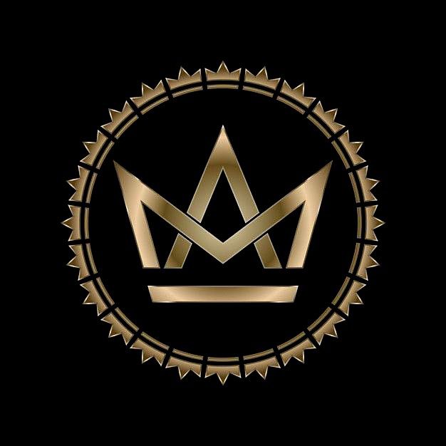 a gold crown on a black background with the word's name in the middle