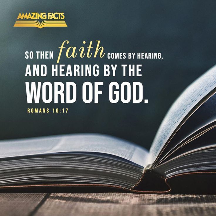 an open book with the words, so then faith and bearing by the word of god