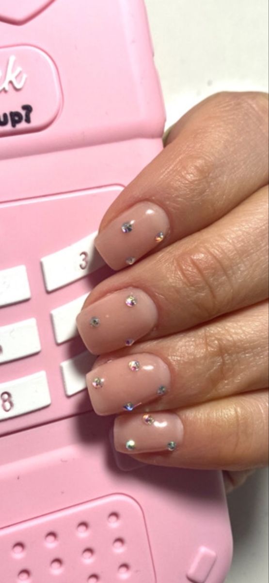 Nude Sparkly Nails, Birthday Nails Short, Period Stuff, Jewellery Nails, Tip Nail Designs, Hoco Nails, 13th Birthday Party, Top Nails, French Tip Nail Designs