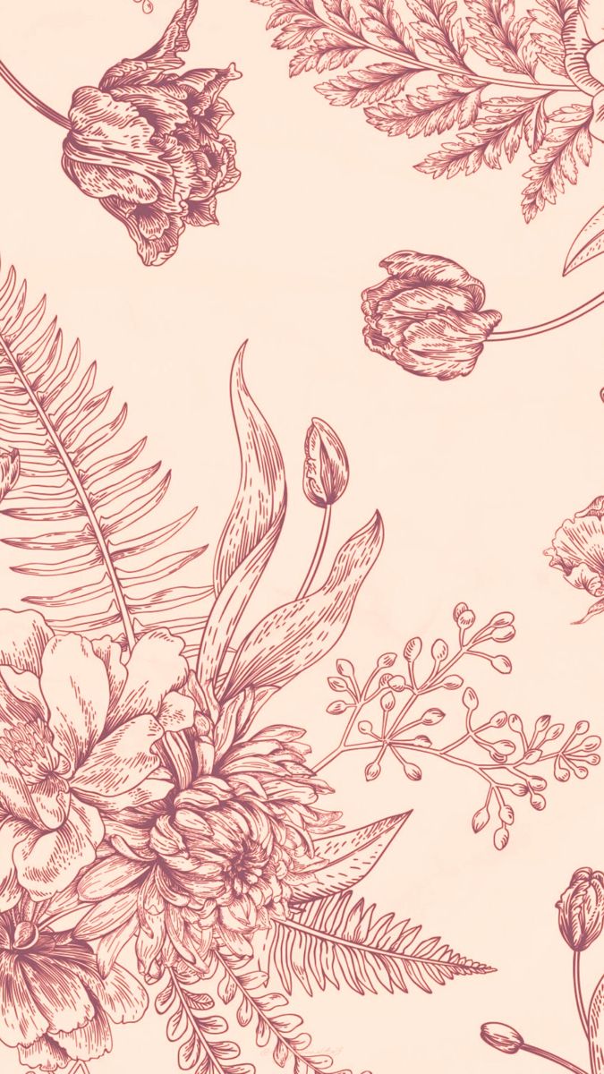 a drawing of flowers and leaves on a beige background