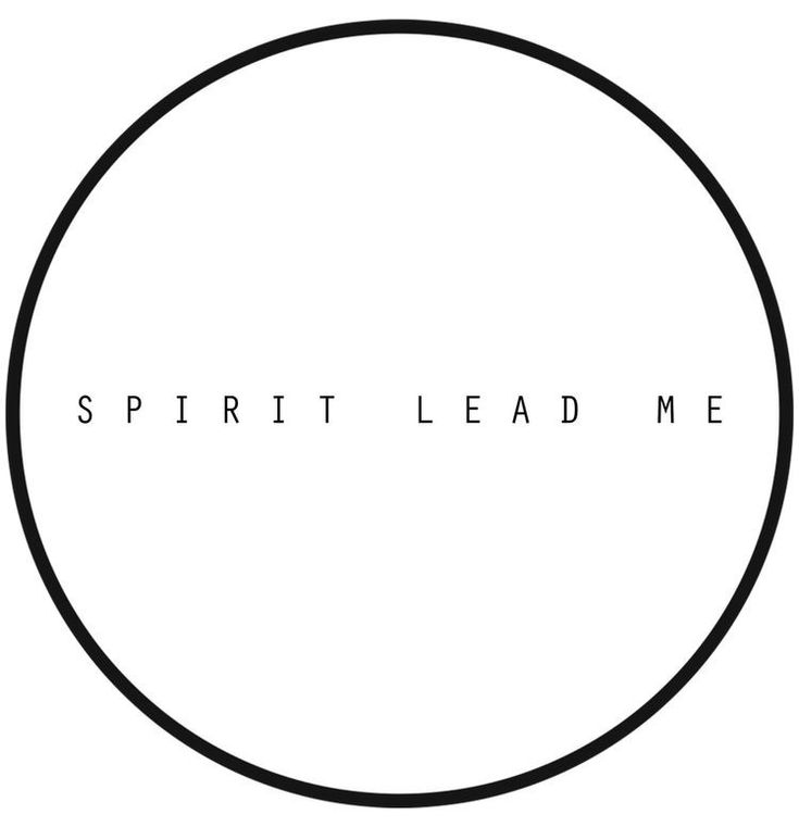 the words spirit lead me in black and white on a circular frame with an oval background