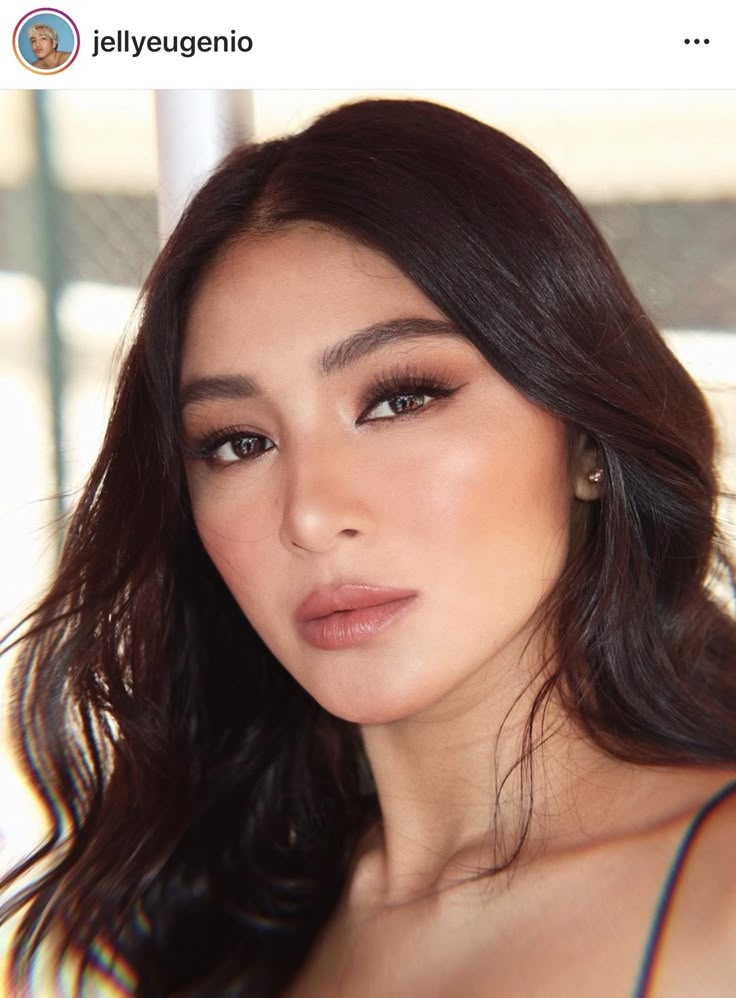 Neutral Glam Makeup Asian, Nadine Lustre Make Up Look, Soft Glam Korean Makeup Look, Asian Eyes Wedding Makeup, Glam Makeup Filipino, Jelly Eugenio Makeup, Makeup Looks Asian Glam, Prom Makeup Asian Eyes, Bridal Makeup Asian Eyes