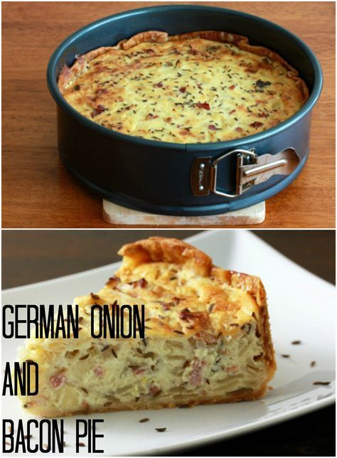 there are two different types of casserole in the same pan and one is bacon pie