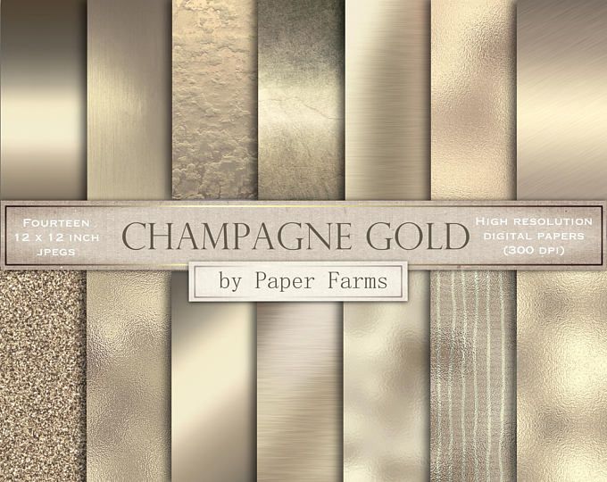 champagne gold digital paper papers with metallic foil and glitters on the edges, set of 12