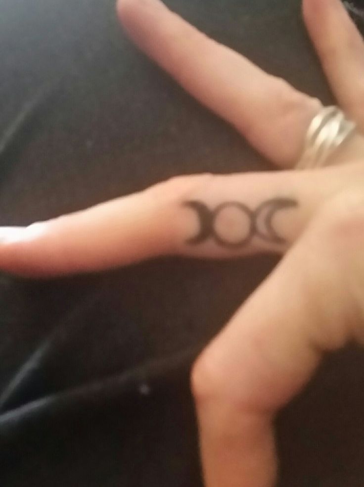 a person's hand with three phases tattooed on it