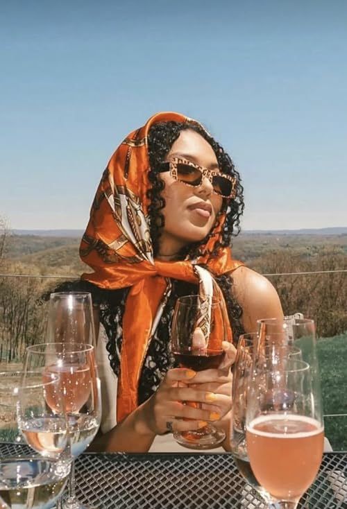 Head Scarf Outfit, Vineyard Outfit, Scarf Aesthetic, Upbeat Music, Hair Scarf Styles, Head Scarf Styles, Scarf Outfit, Euro Summer, Black Femininity