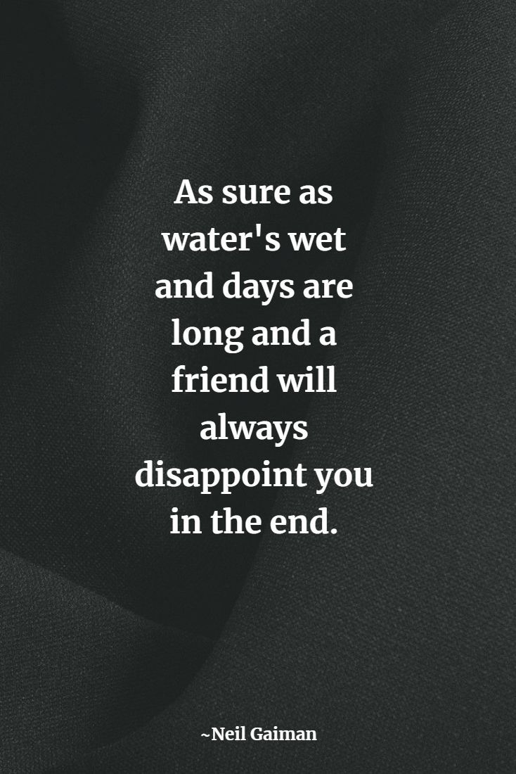 a quote from neil gaiman about water's wet and days are long and a friend will always disappointed you in the end