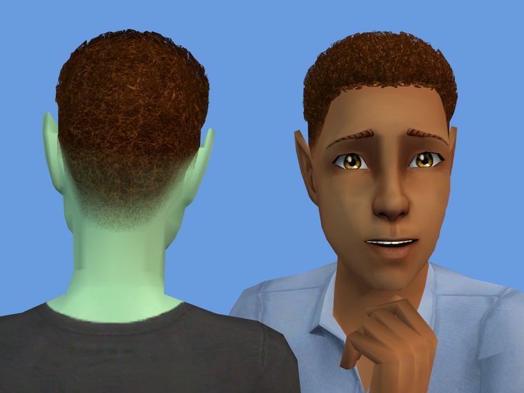 an animated image of a man's head and neck, with hair on it