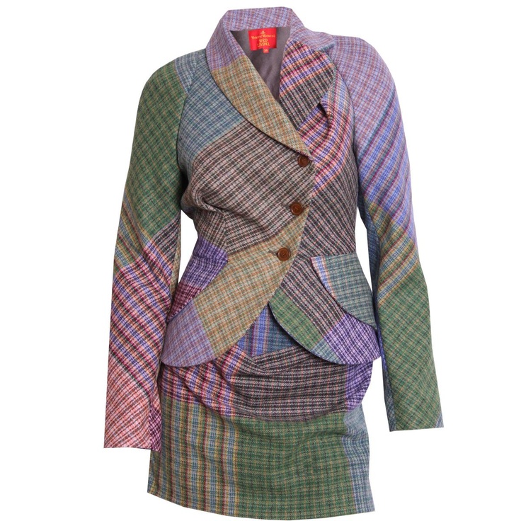 Vivienne Westwood Multicoloured Patchwork Tweed Lambswool Short Skirt from profilebrighton.co.uk Tweed Patchwork, Layered Knitwear, Everyday Steampunk, Vivienne Westwood Red, Walk In Wardrobe, Red Label, Warm Scarf, Plaid Fashion, Harris Tweed