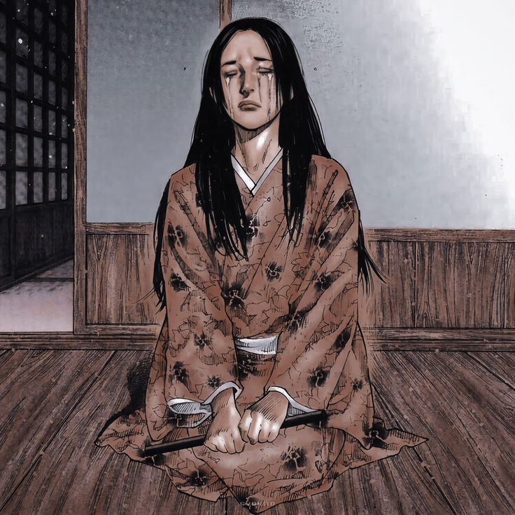 a drawing of a person sitting on the floor with their eyes closed and hands crossed