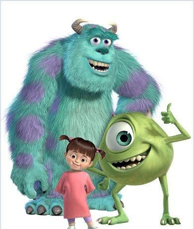 the monsters are standing next to each other in front of a child's face