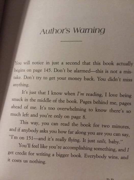 an open book with the text author's warning